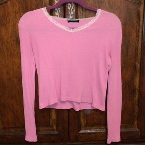 brandy melville pink waffle long sleeve